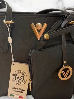 Valentino Orlandi Black Leather Tote